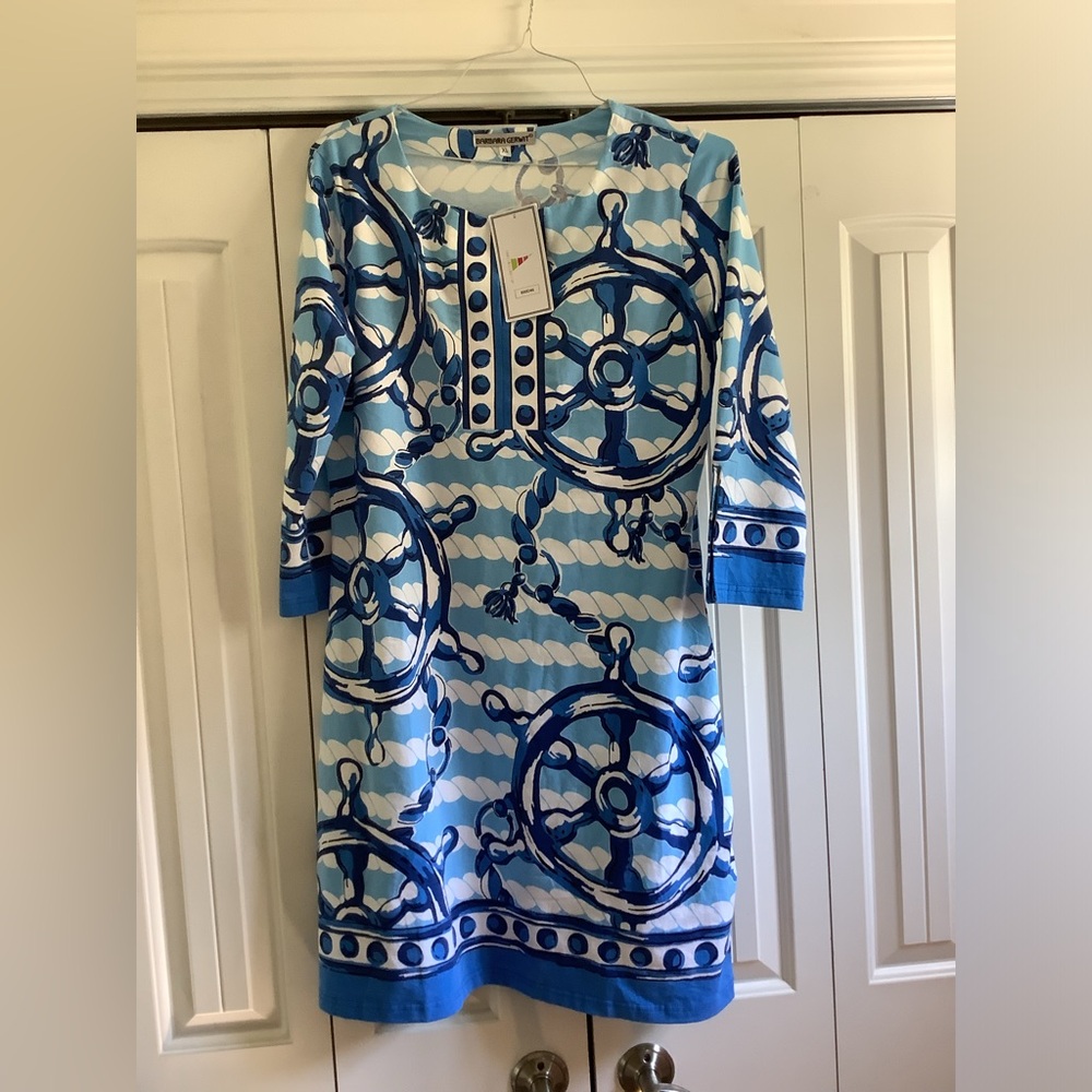 Barbara Gerwit brand new royal Blue Nautical-Print Women’s Dress